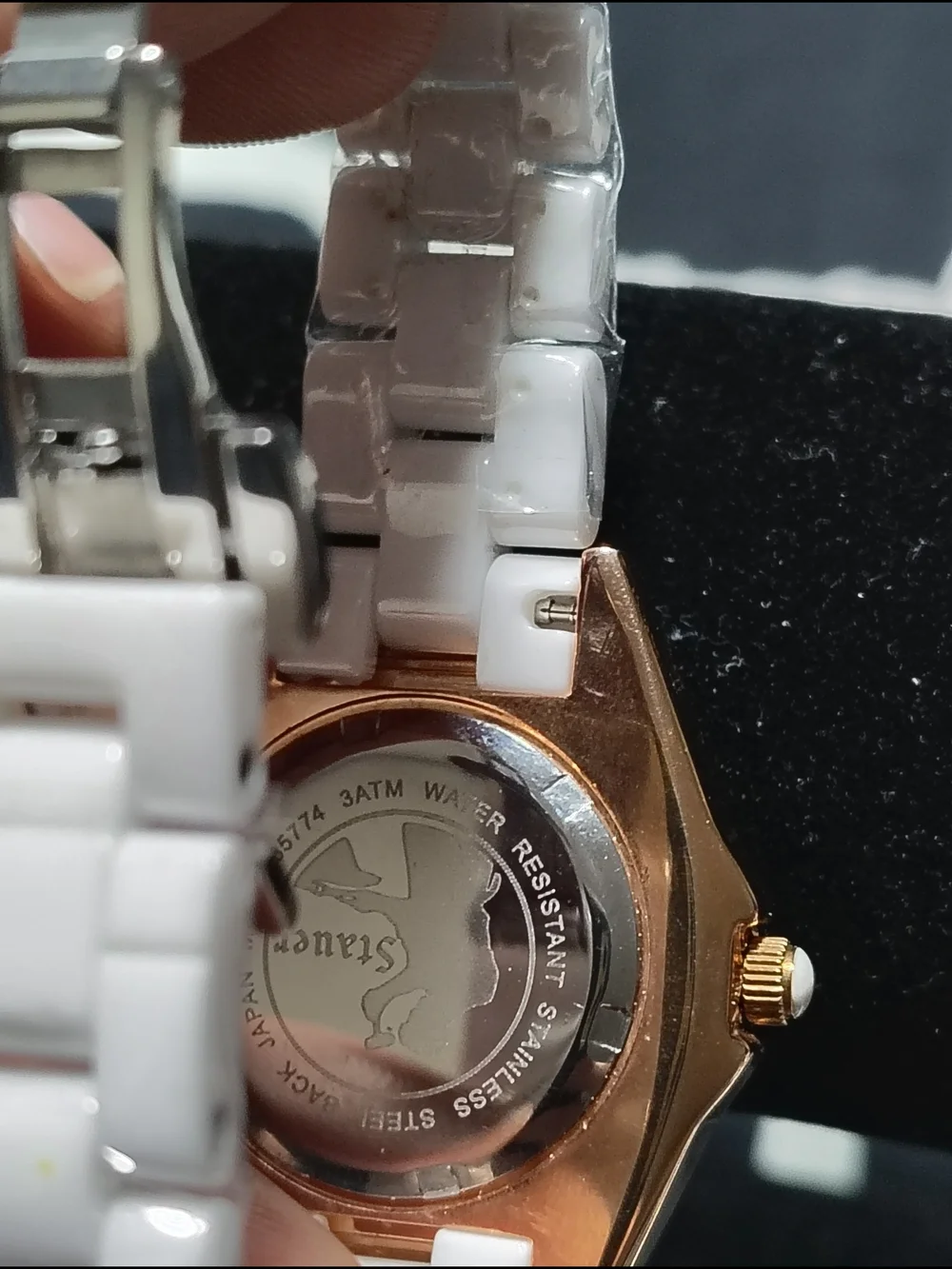 Stauer White and Rose Gold Ceramic Accent Watch